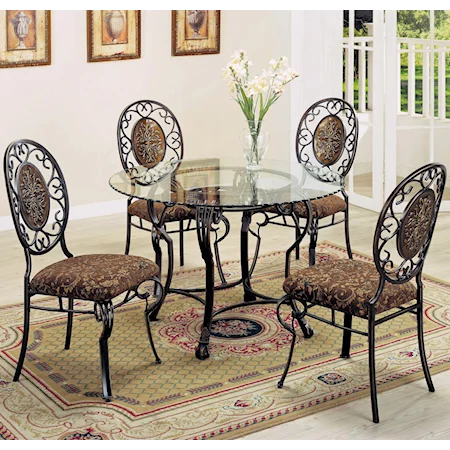 5 Piece Glass Top Dining Table and Chairs Set